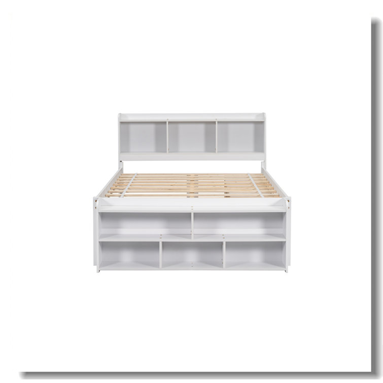 Hokku Designs Full Bed With Bookcase Headboard, Under Bed Storage